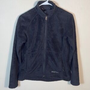 Marmot Fleece Full Zip Jacket‎ Women's S/P Small Petite Black Plush Cozy Warm